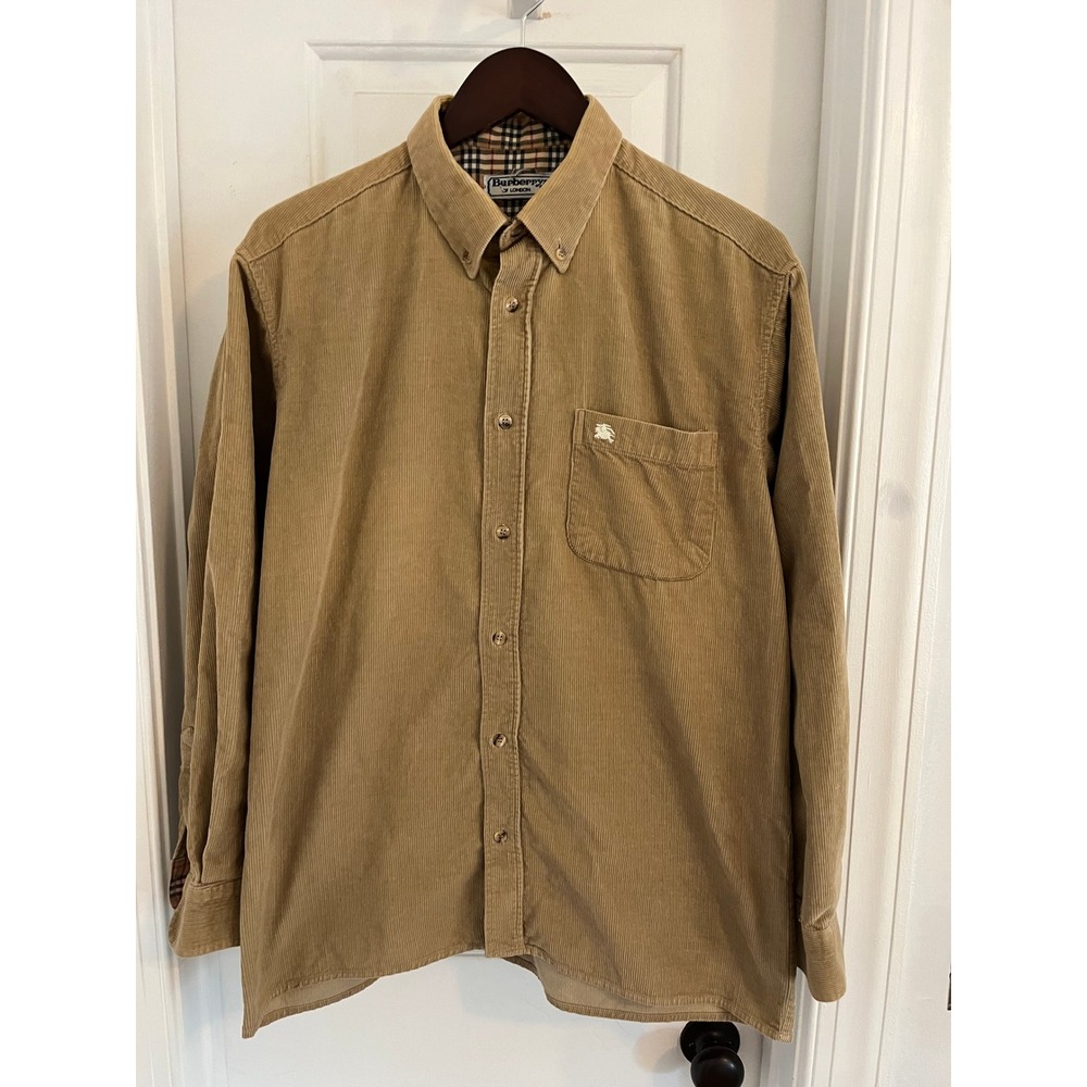 Vintage Burberrys of London Tan Corduroy Nova Check Button Down